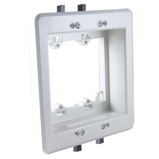 Arlington 2-Gang Recessed Low Voltage Mounting Bracket - White