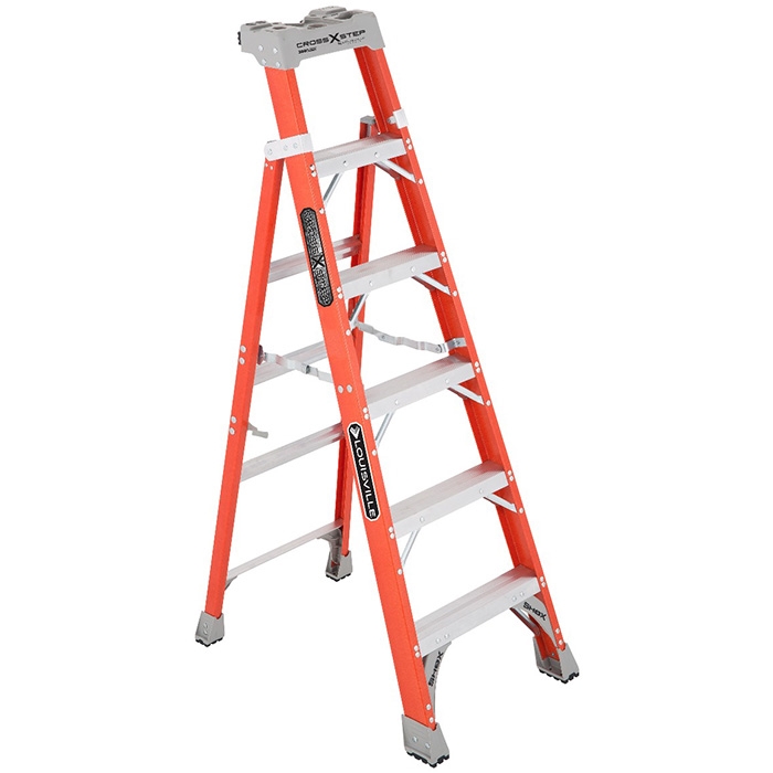 6ft 300lb Fiberglass Cross-Step/Shelf Ladder - Type IA