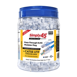 Simply 45 Cat5e Pass-Thru RJ45 Connectors - 500pc